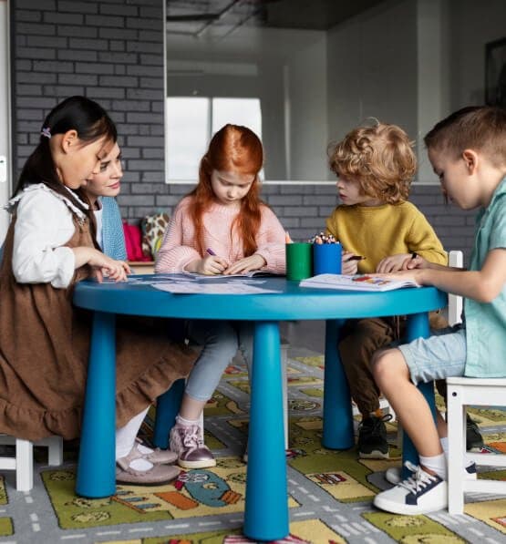 Circle time around the activity table
